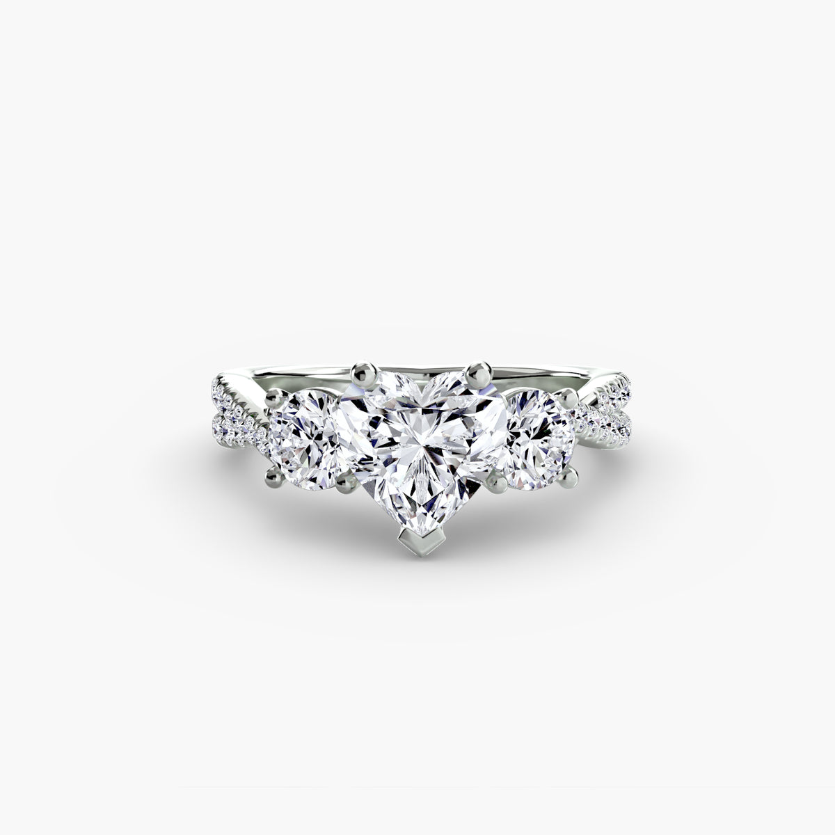 3 Stone Ring with fancy Pavé Band