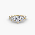 3 Stone Ring with fancy Pavé Band