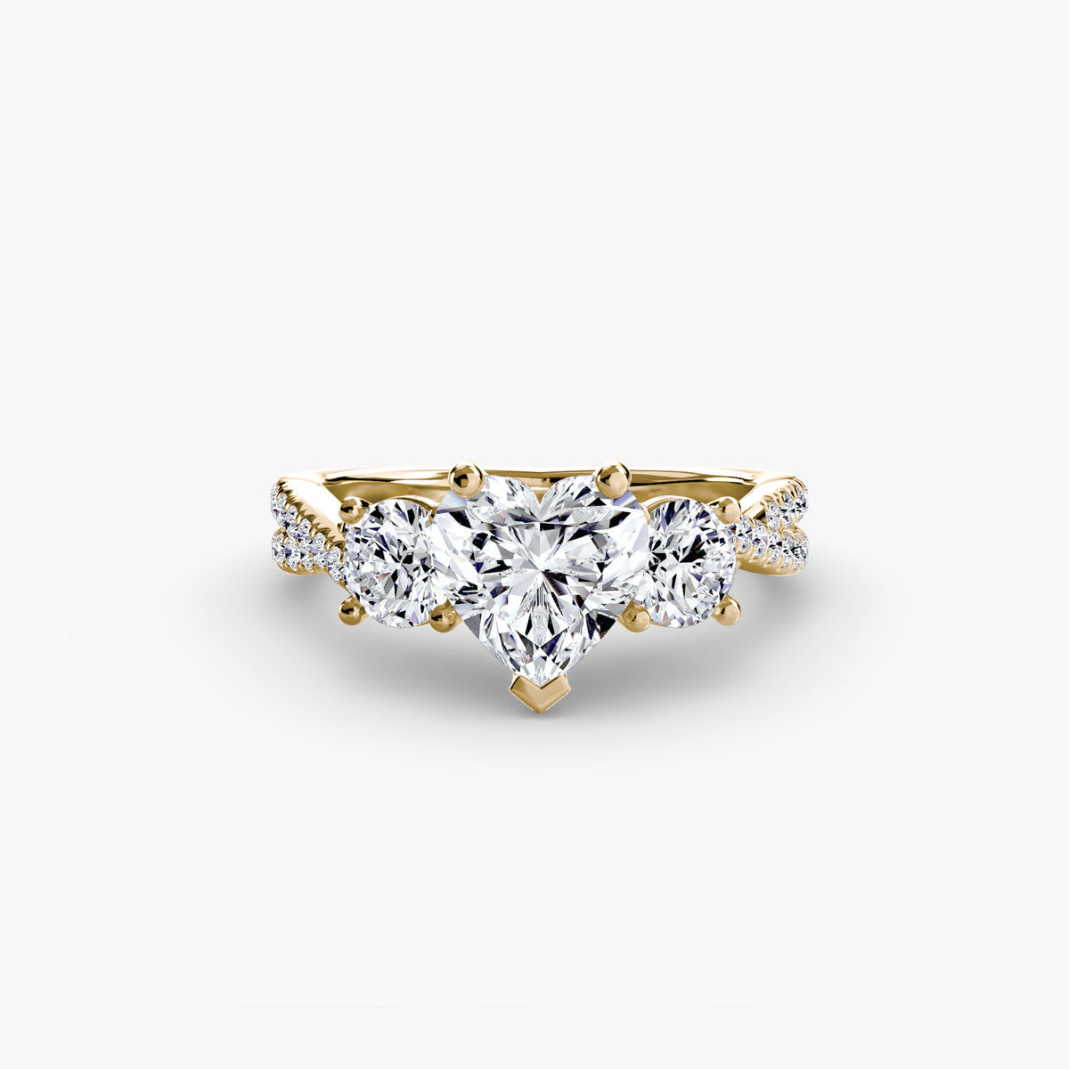 3 Stone Ring with fancy Pavé Band