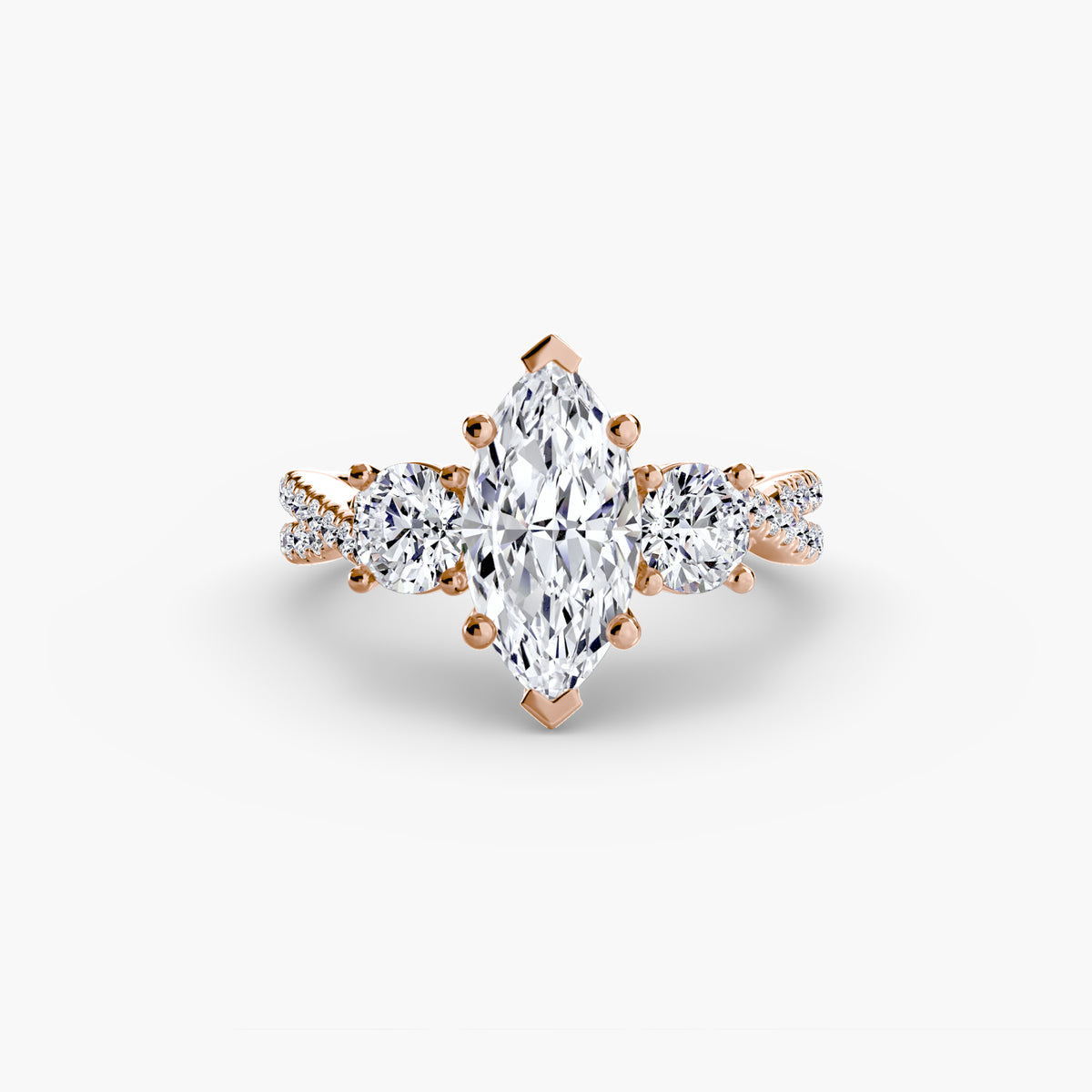 3 Stone Ring with fancy Pavé Band