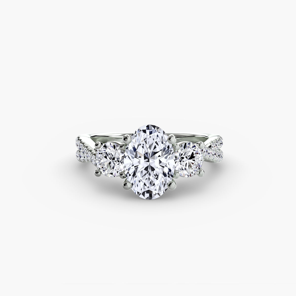 3 Stone Ring with fancy Pavé Band