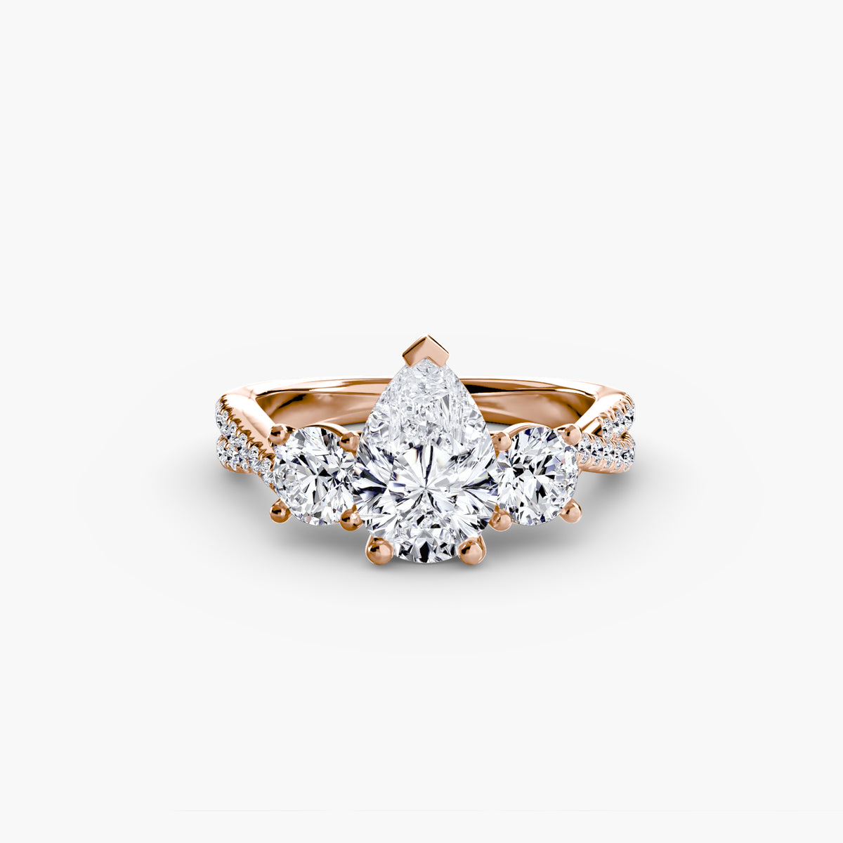 3 Stone Ring with fancy Pavé Band