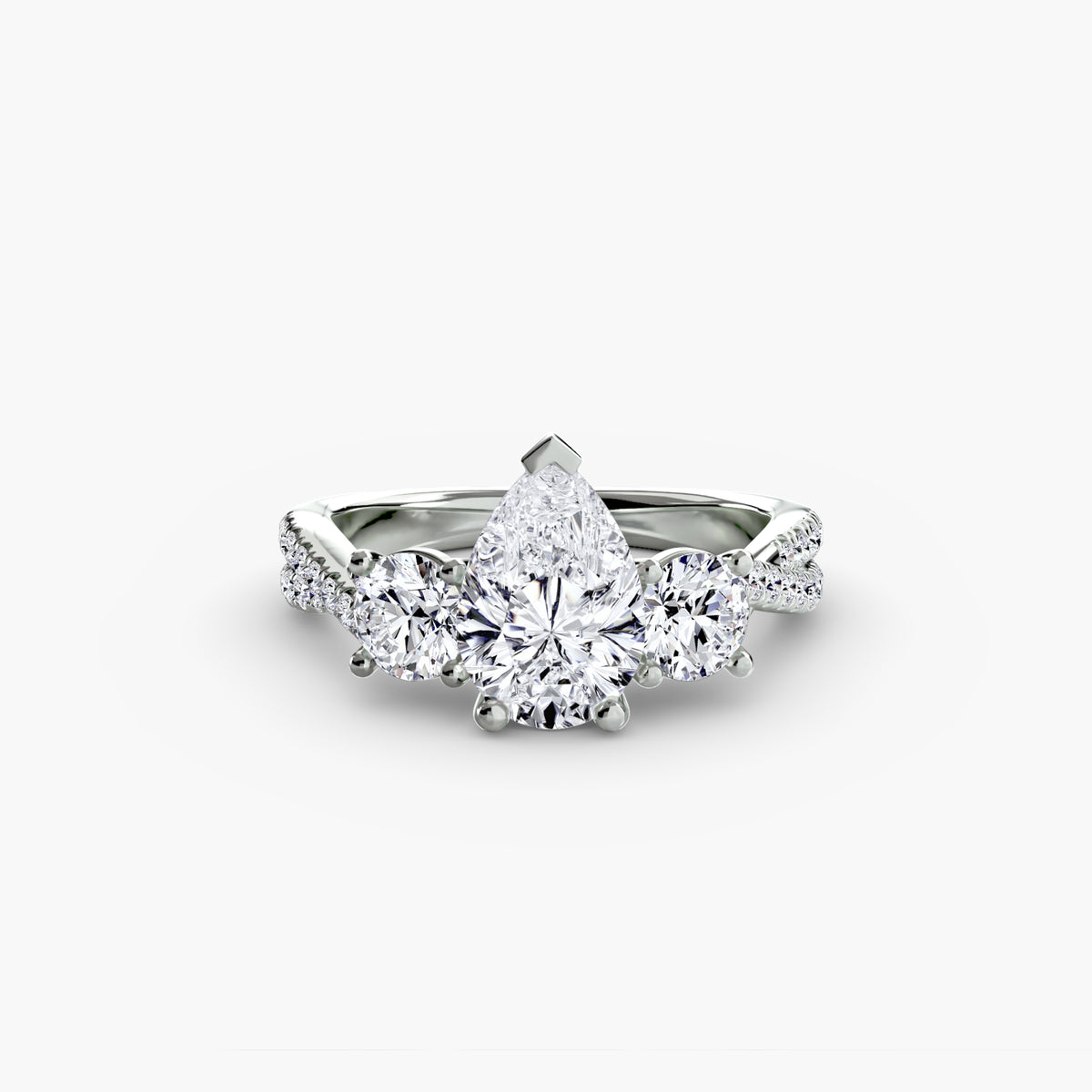 3 Stone Ring with fancy Pavé Band