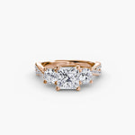 3 Stone Ring with fancy Pavé Band