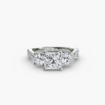 3 Stone Ring with fancy Pavé Band
