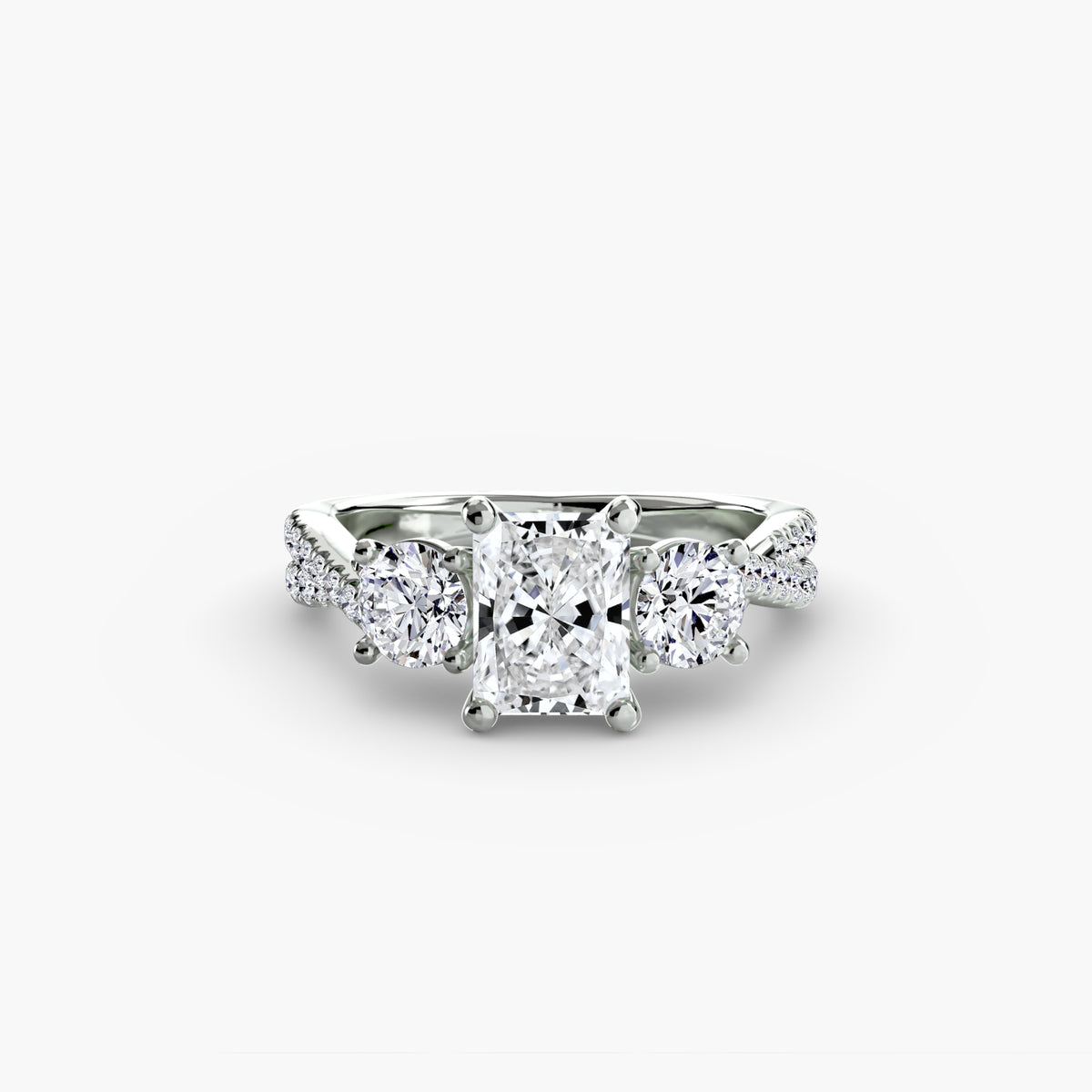 3 Stone Ring with fancy Pavé Band