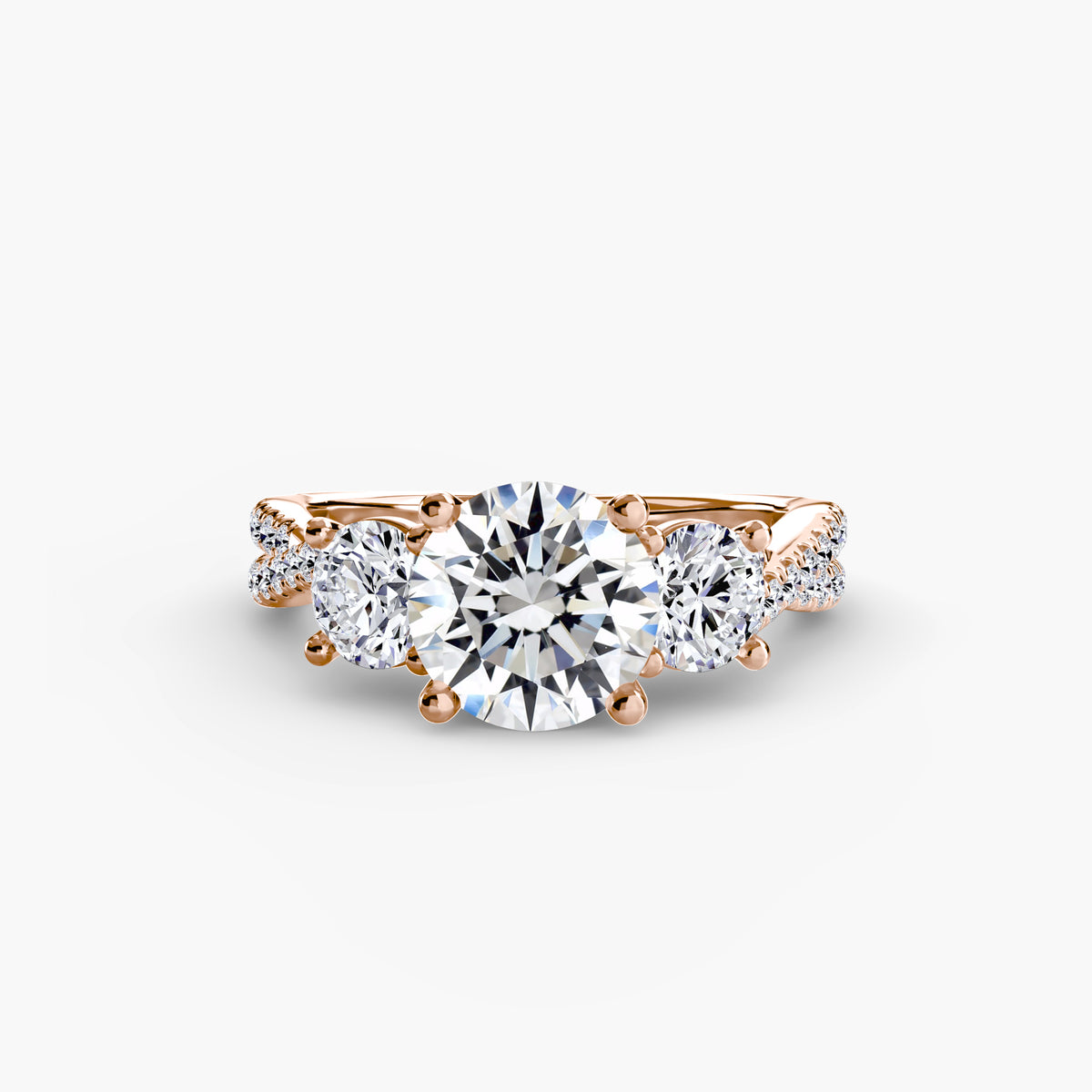 3 Stone Ring with fancy Pavé Band