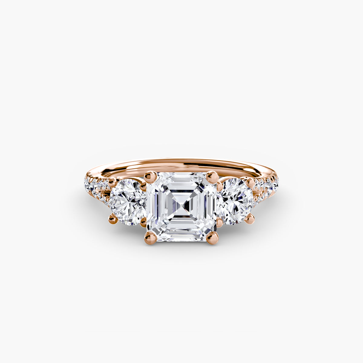 3 Stone with Pavé Band