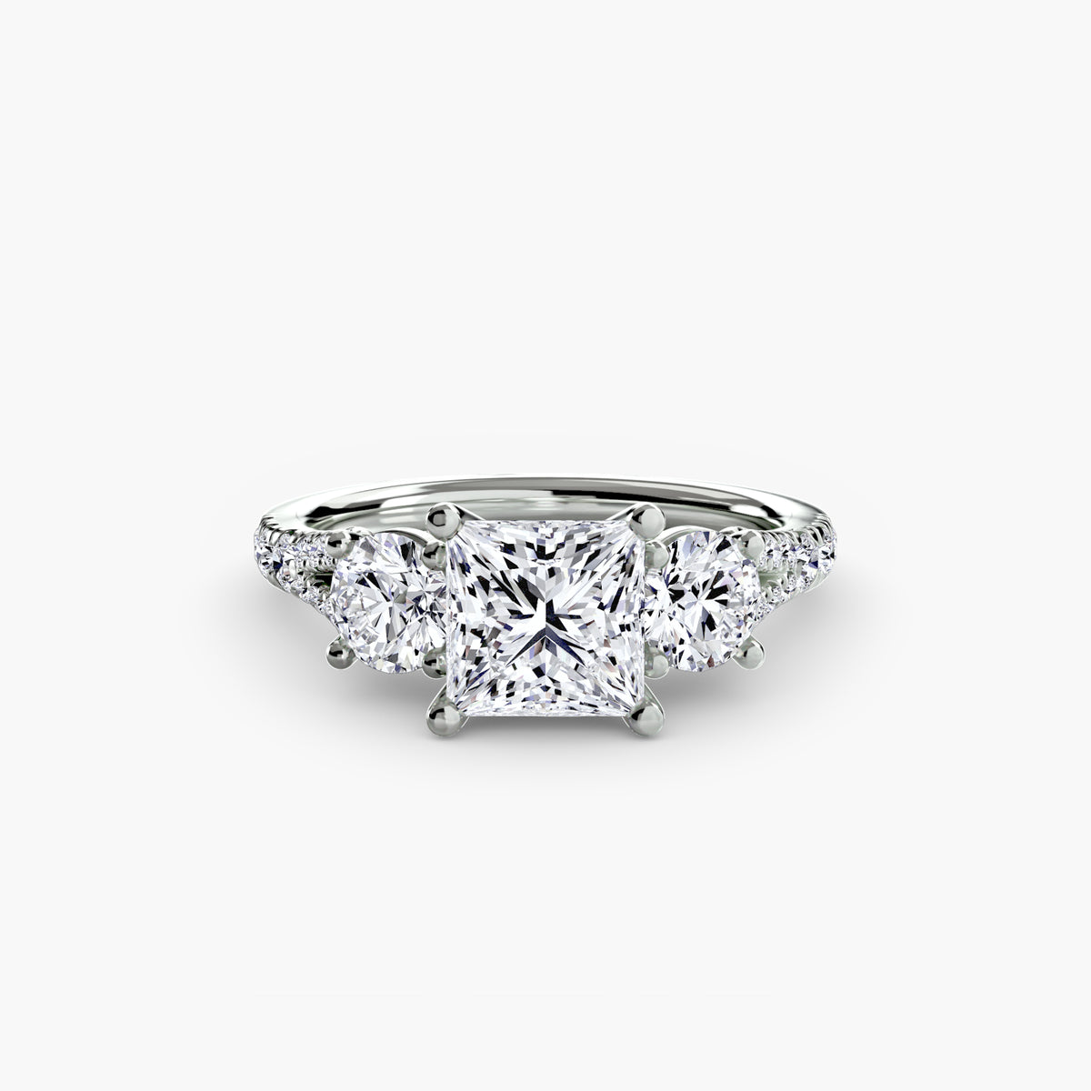 3 Stone with Pavé Band