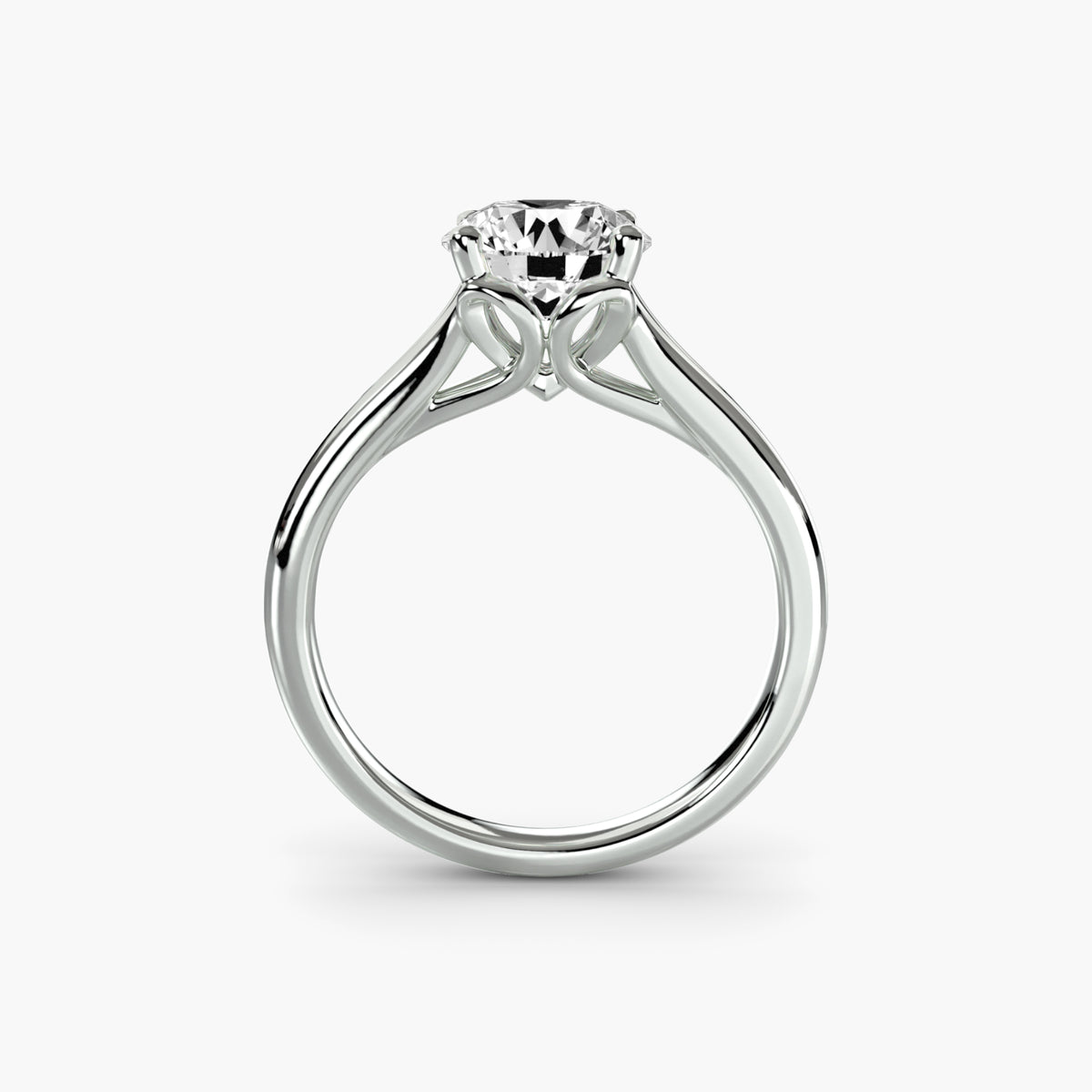 Solitaire Ring with V Shape Band