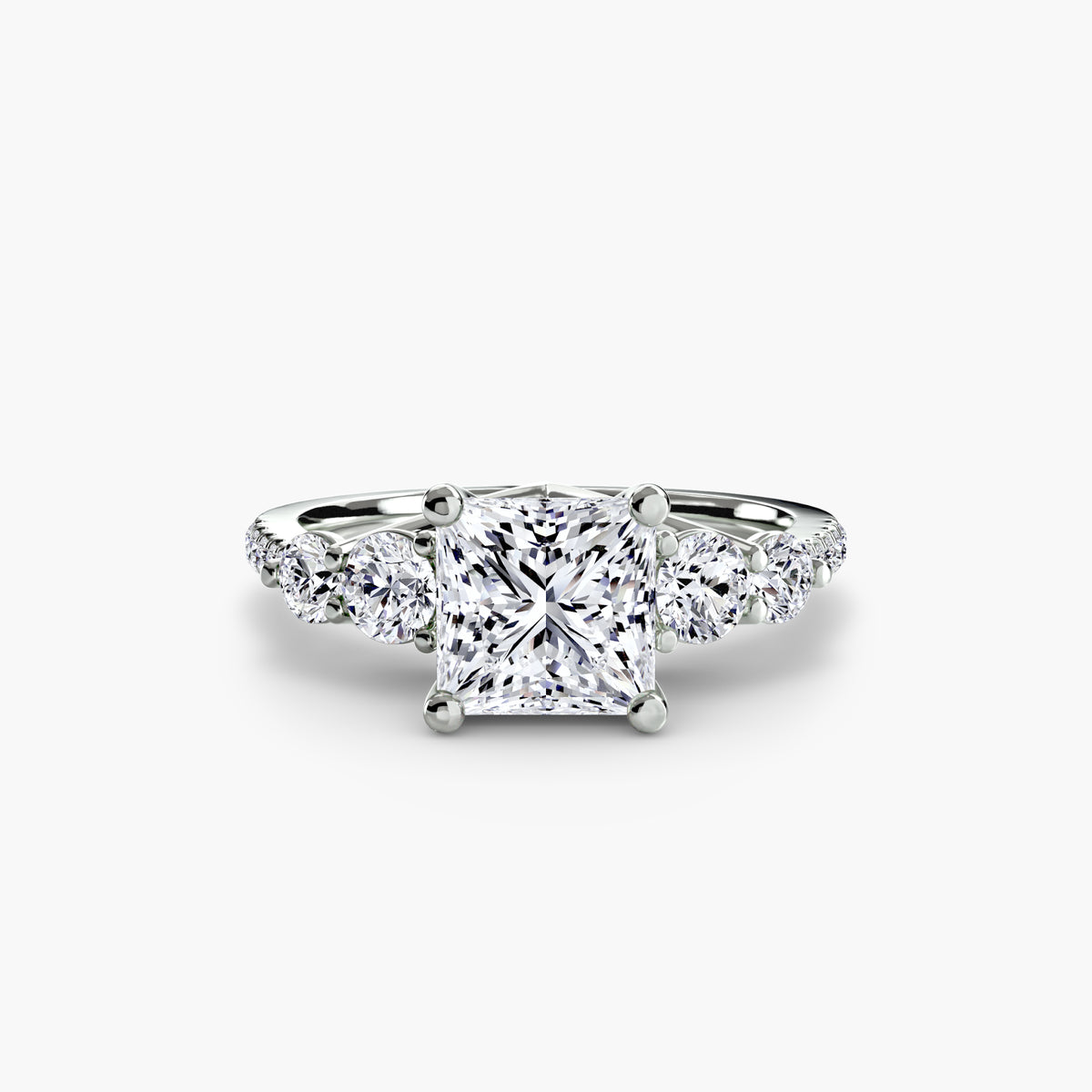 Solitaire Ring with Side Accent Stones