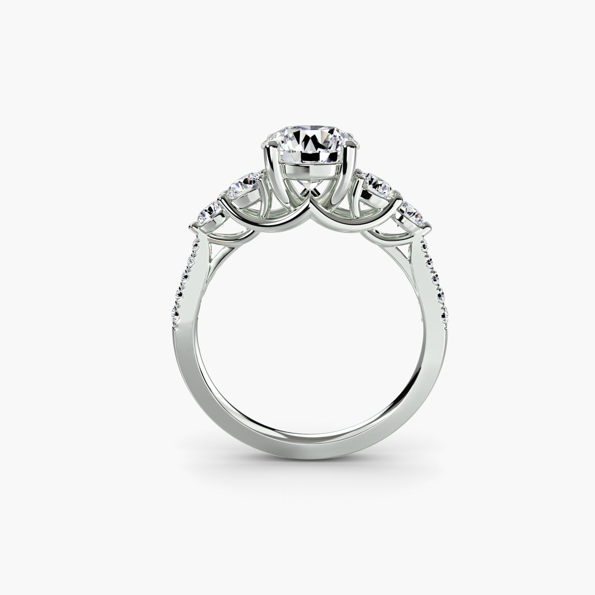 Solitaire Ring with Side Accent Stones
