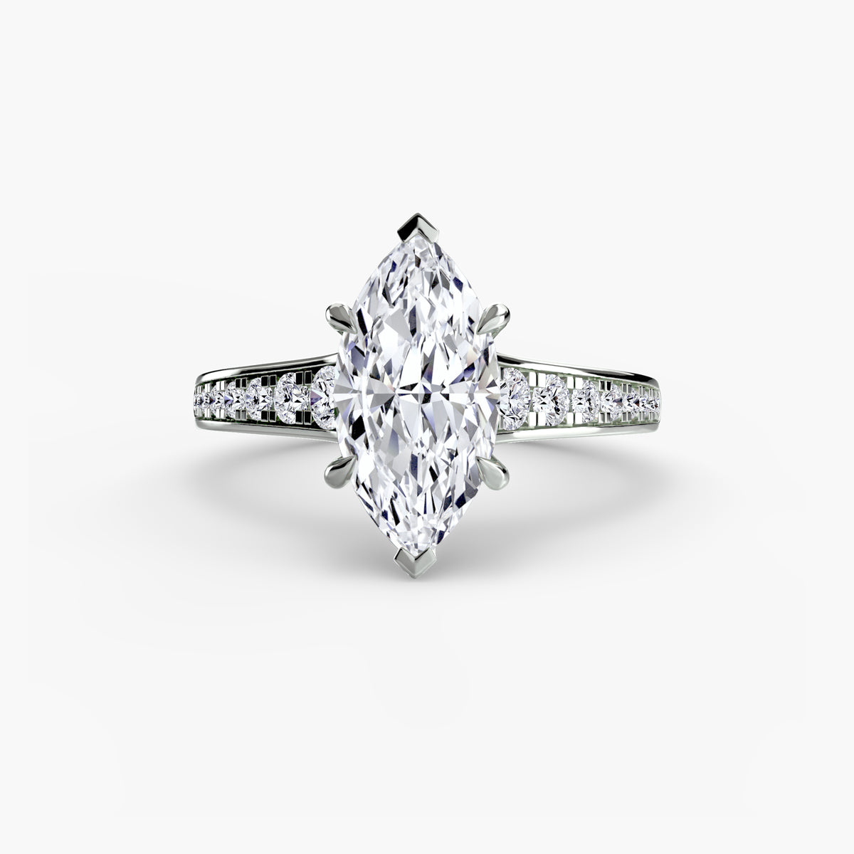 Solitaire with channel set side stones