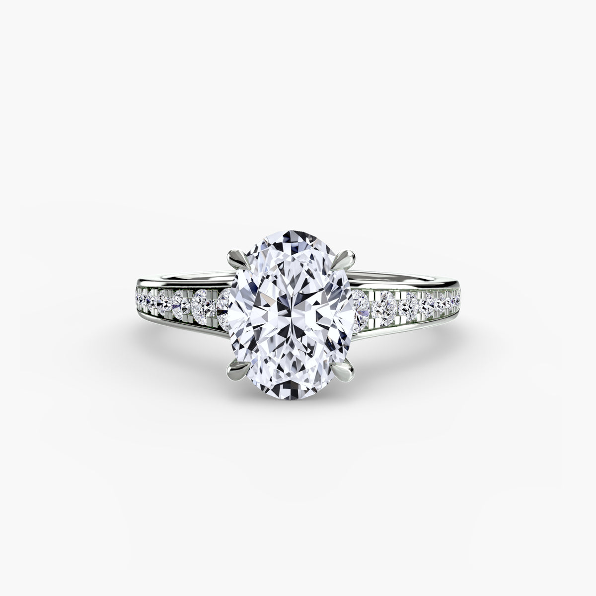 Solitaire with channel set side stones