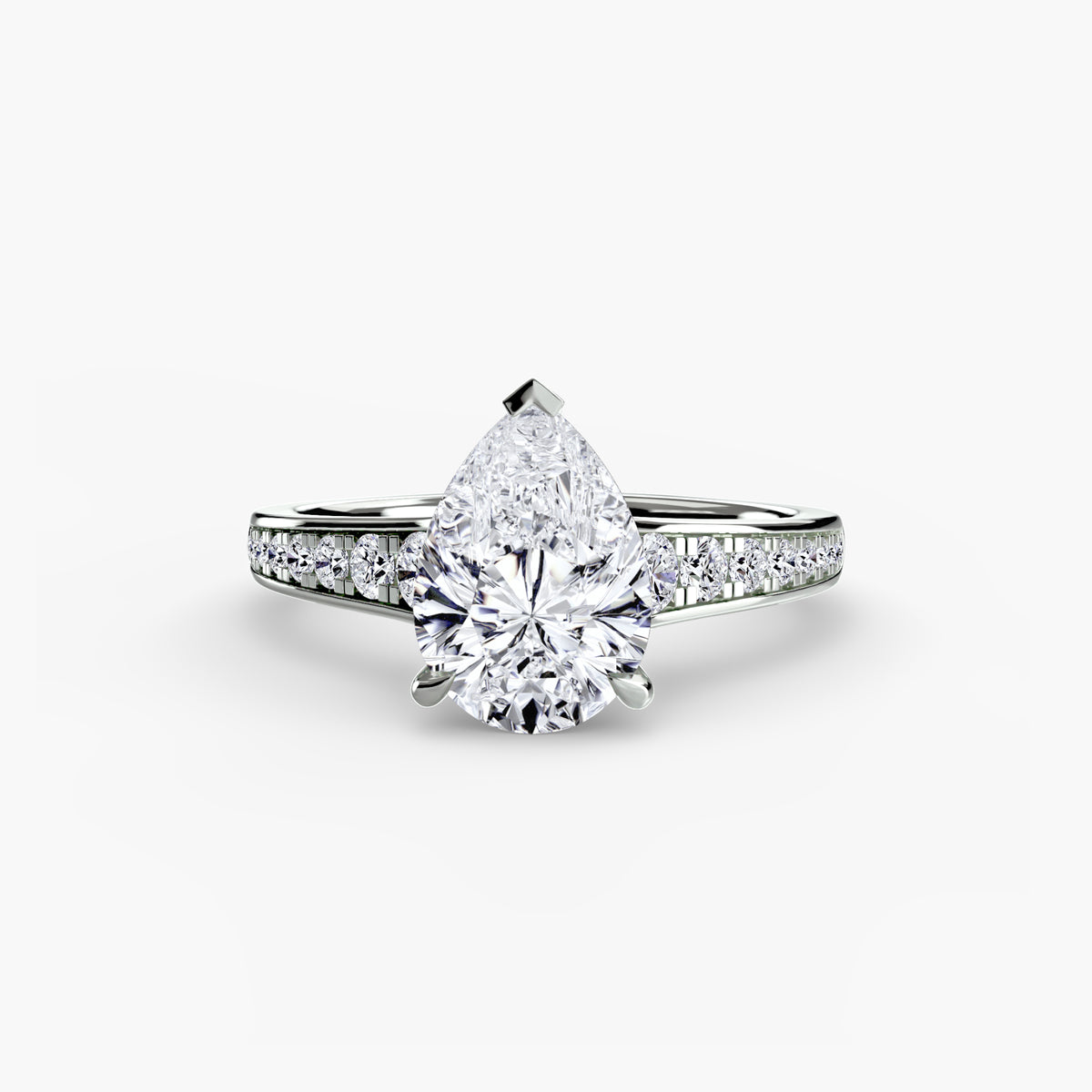 Solitaire with channel set side stones
