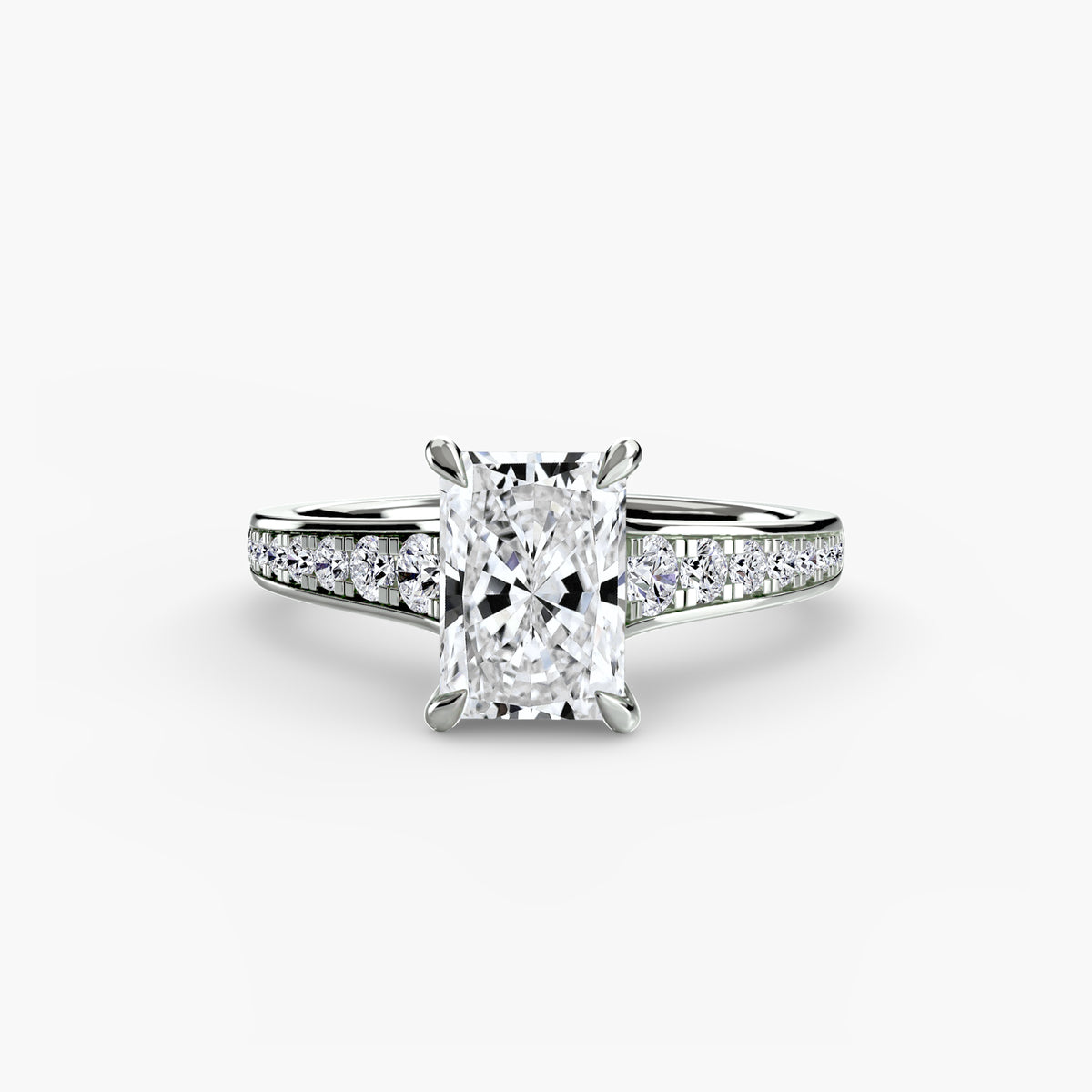 Solitaire with channel set side stones