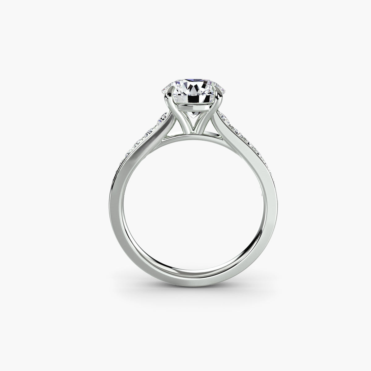 Solitaire with channel set side stones