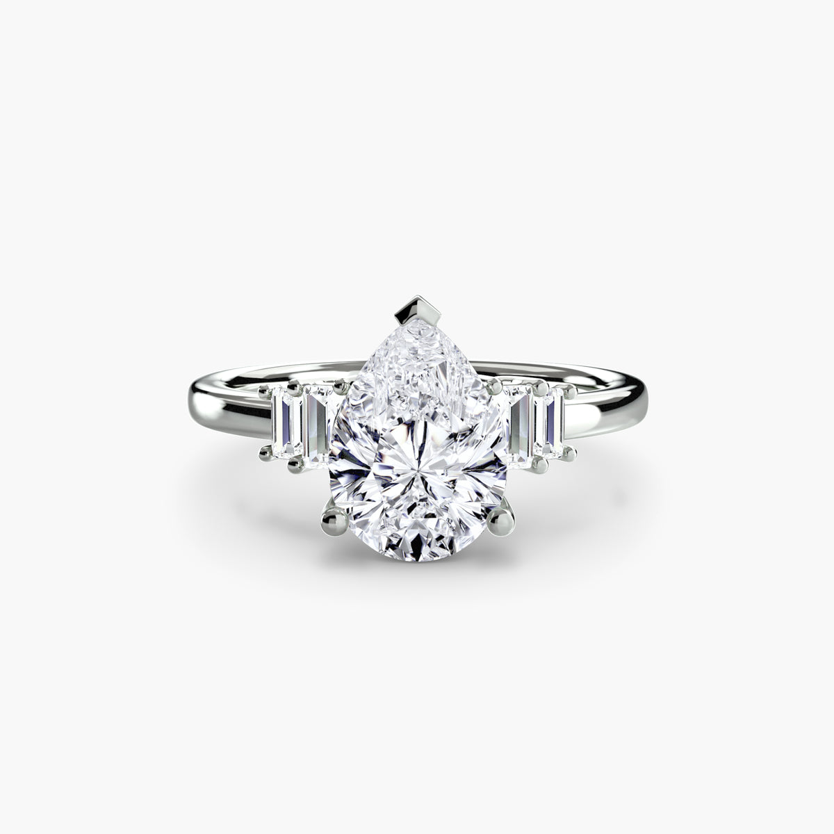 Solitaire with Baguette Accent Shoulders
