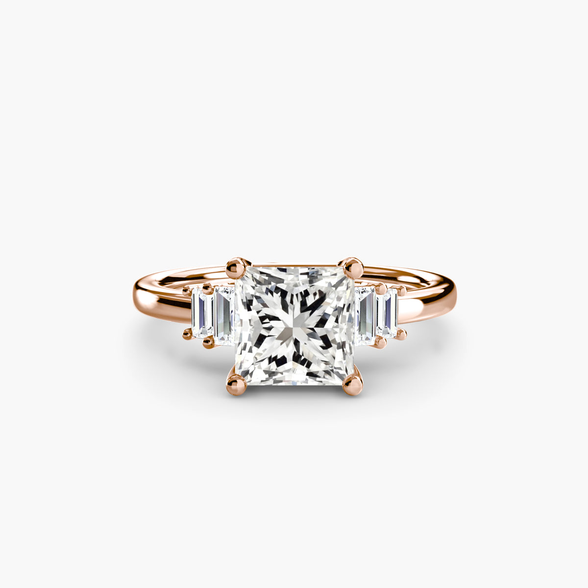 Solitaire with Baguette Accent Shoulders