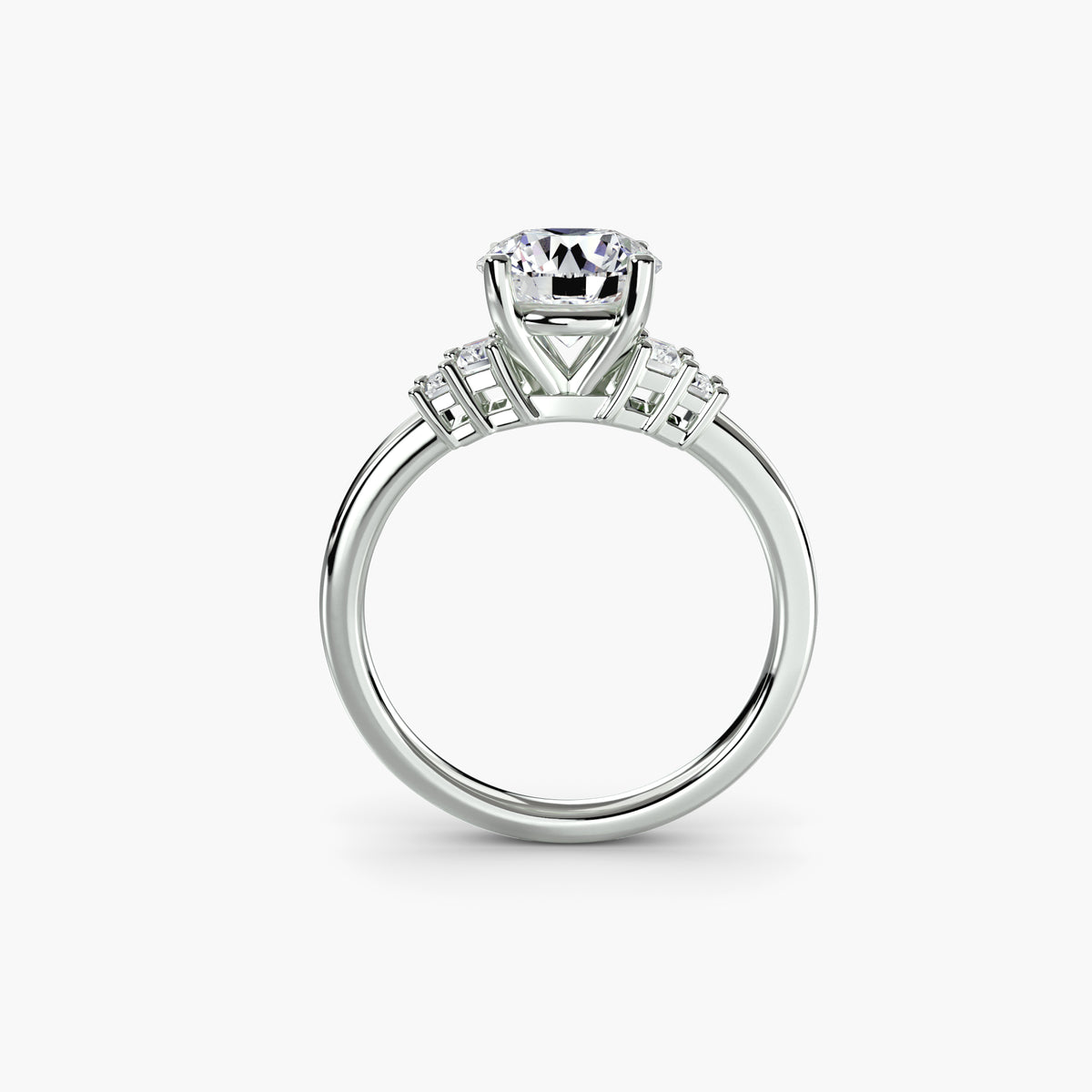Solitaire with Baguette Accent Shoulders