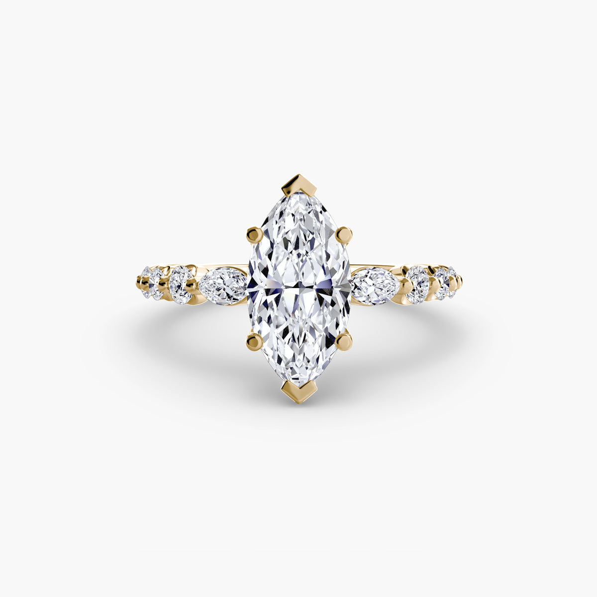 Solitaire ring with fancy sides