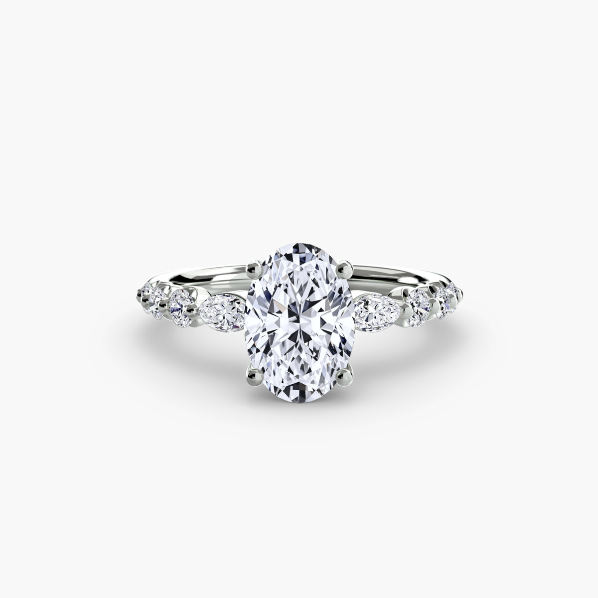 Solitaire ring with fancy sides