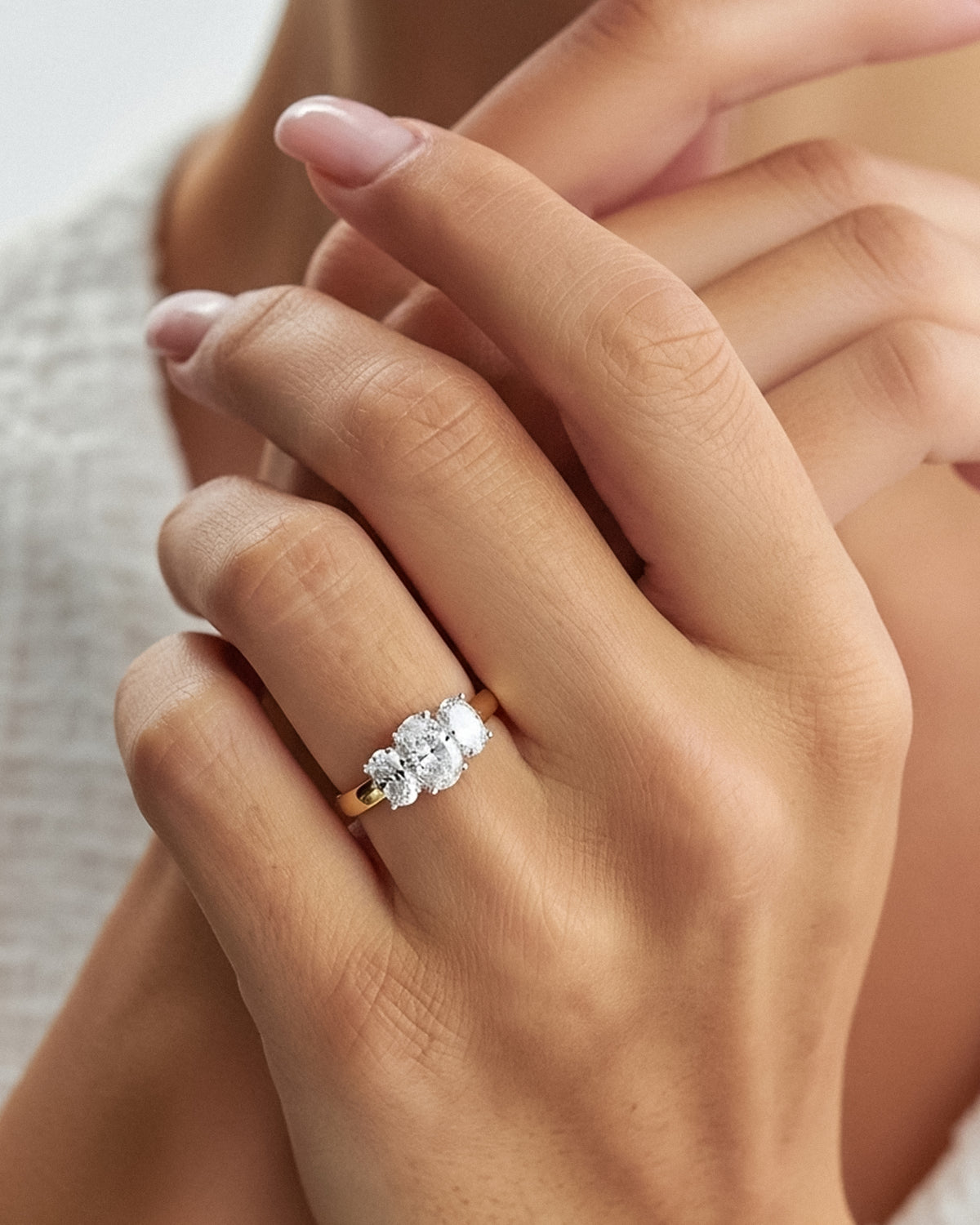 2ct Oval Three Stone Natural Diamond Ring 18ct gold