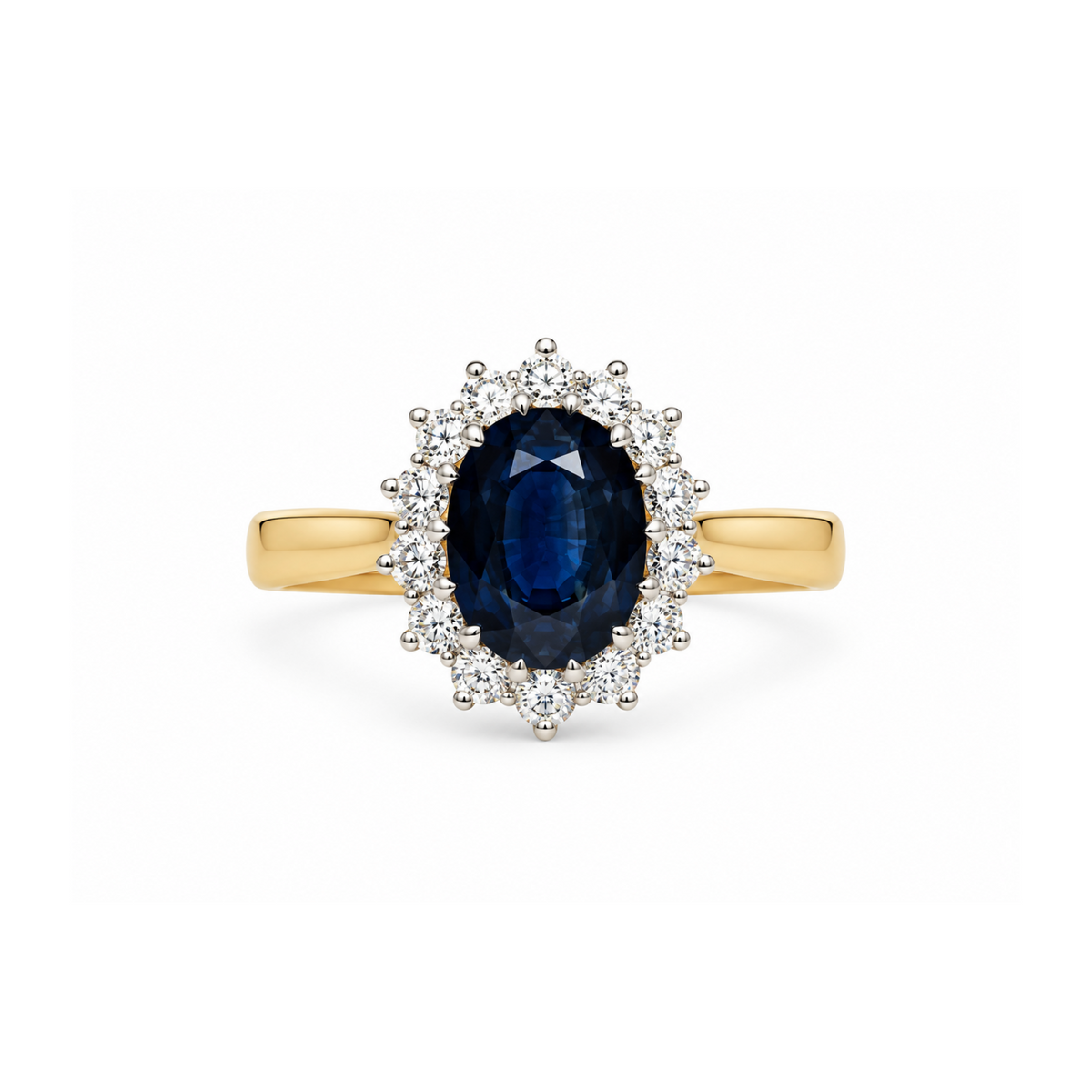 18ct Gold Natural Sapphire & Diamond Cluster