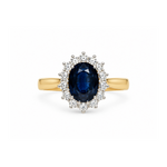 18ct Gold Natural Sapphire & Diamond Cluster