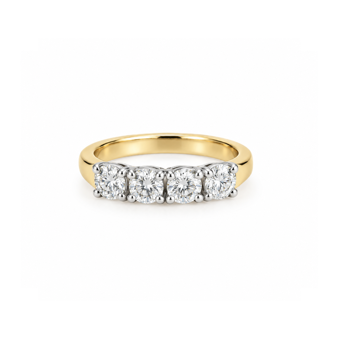 Pre-Owned Antique-Style Four Diamond Ring in 18ct Gold
