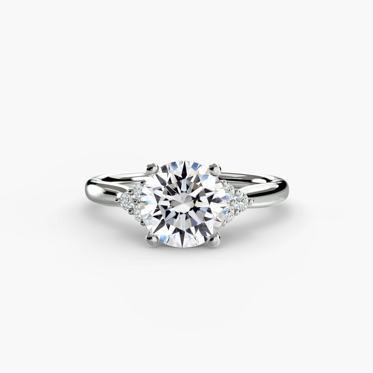 Diamond Solitaire Ring with Cluster Shoulders