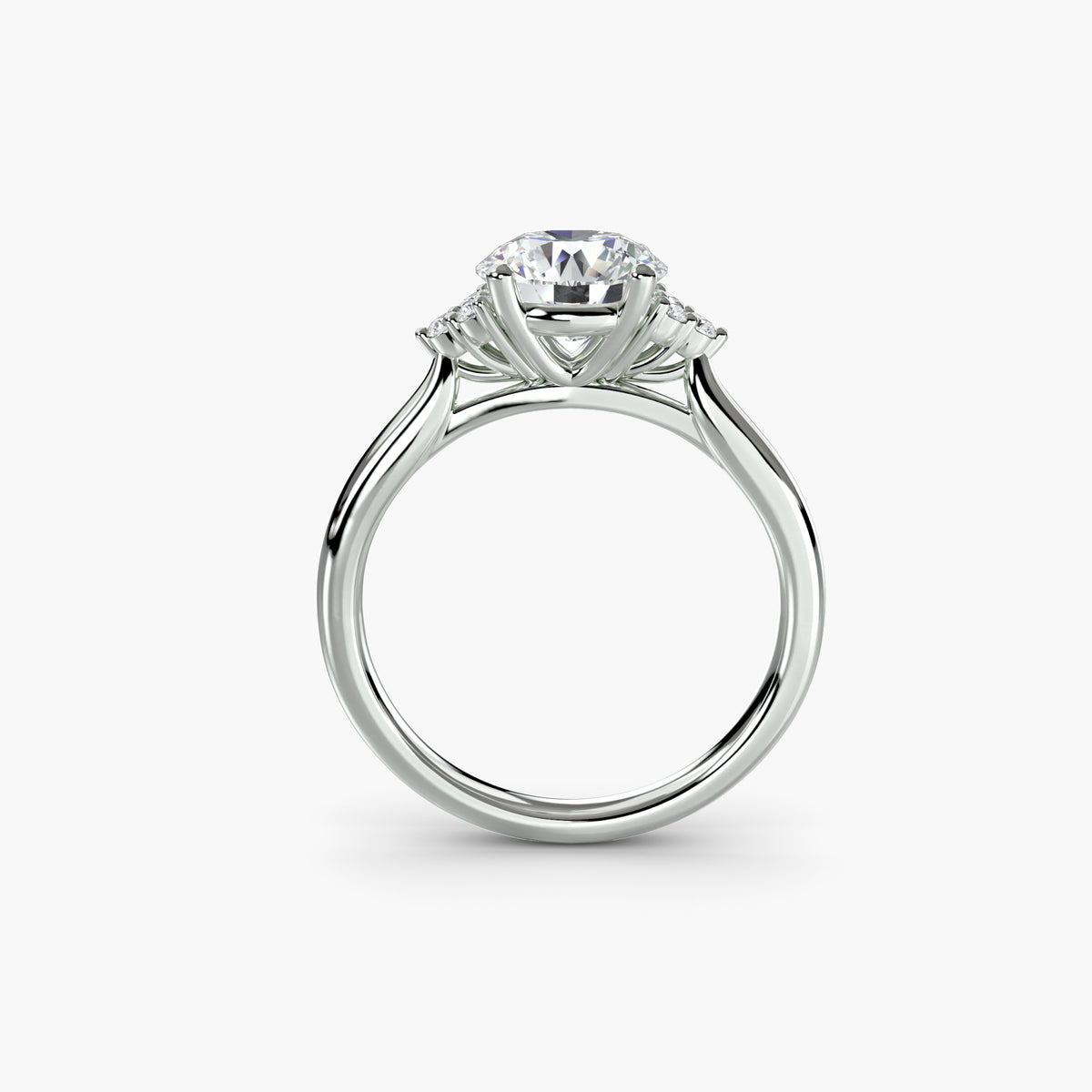 Diamond Solitaire Ring with Cluster Shoulders