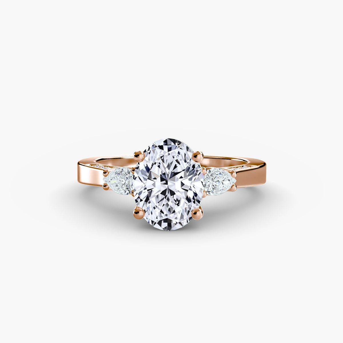Diamond Solitaire with Pear Accents