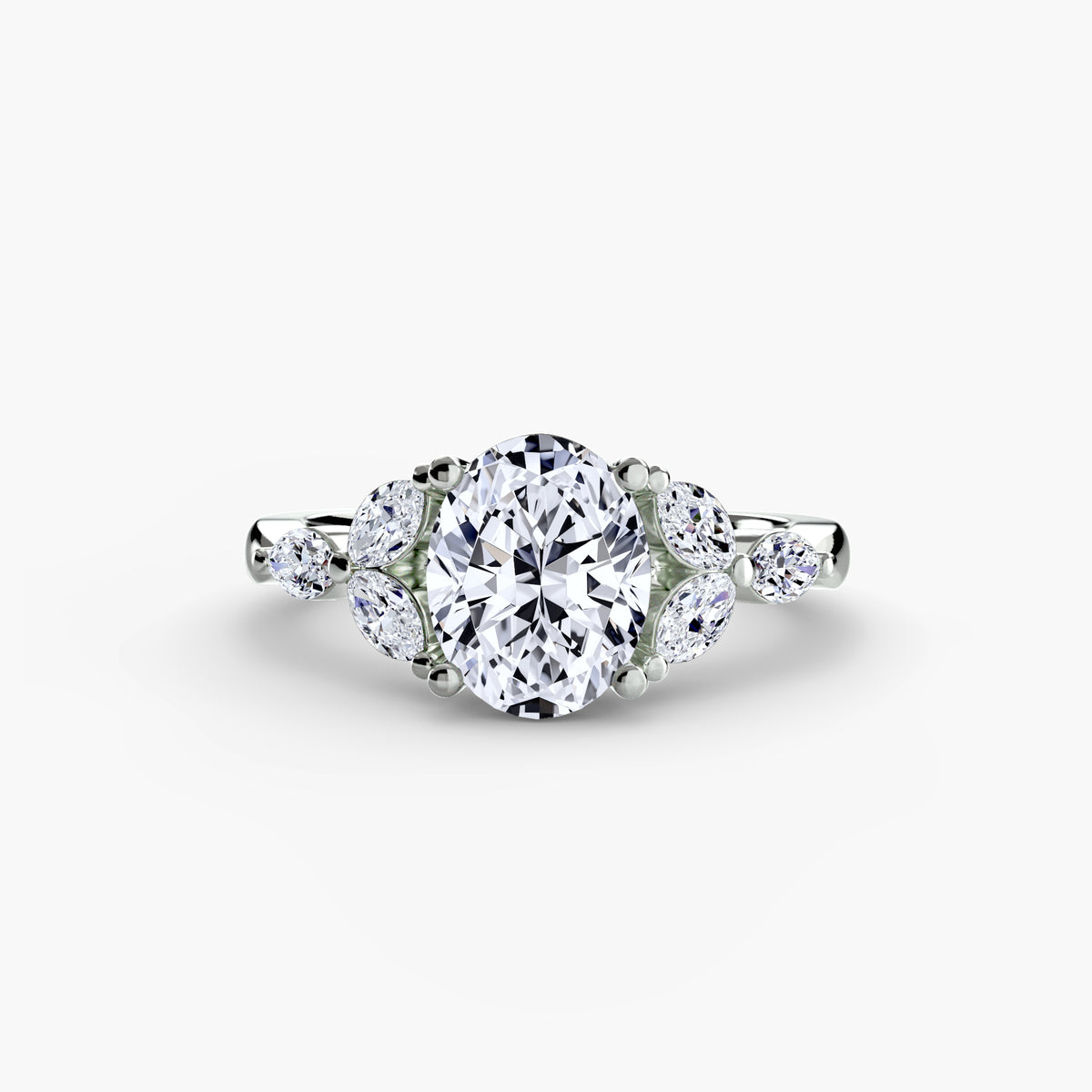 Marquise Shoulder Diamond Cluster Ring