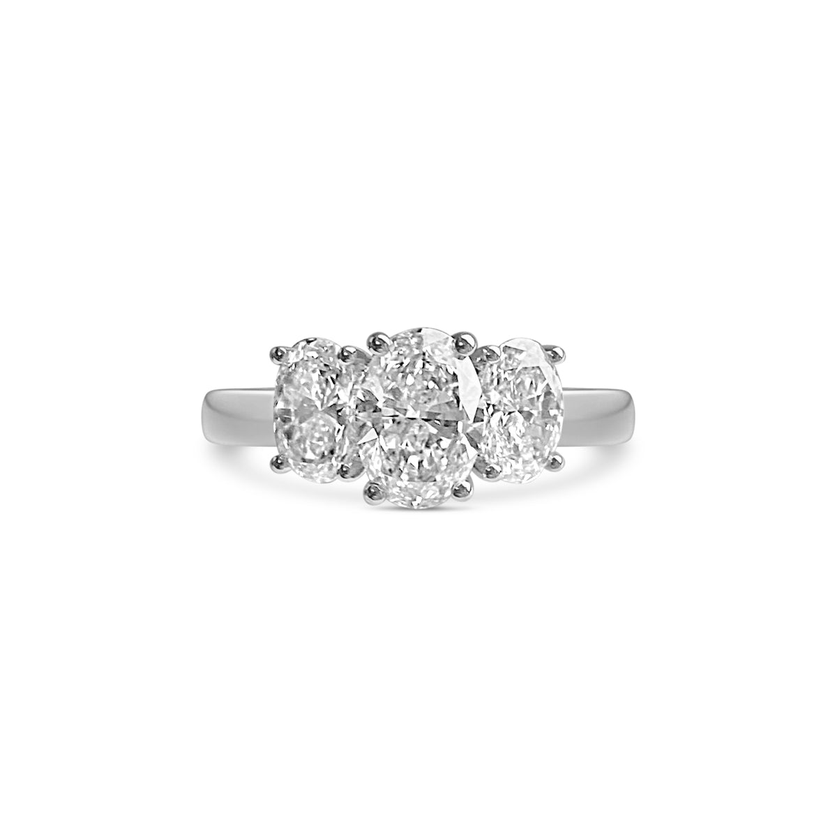 2ct Oval Three Stone Natural Diamond Ring in Platinum