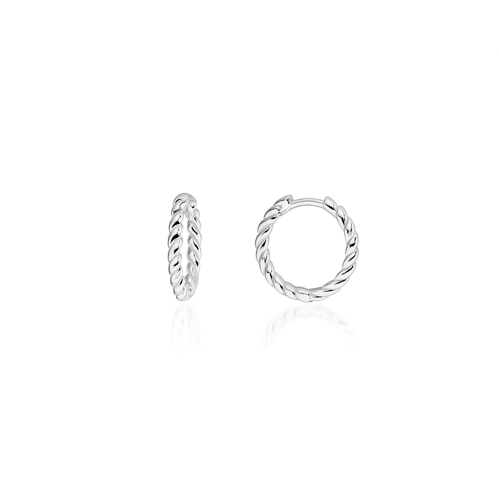 Silver Twist Hoop Earrings