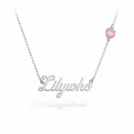 (7+ Letters) Sterling Silver Name Necklace with Birthstone