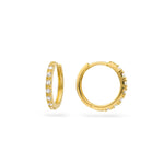 9ct Gold Medium CZ Stone Hoop Earrings