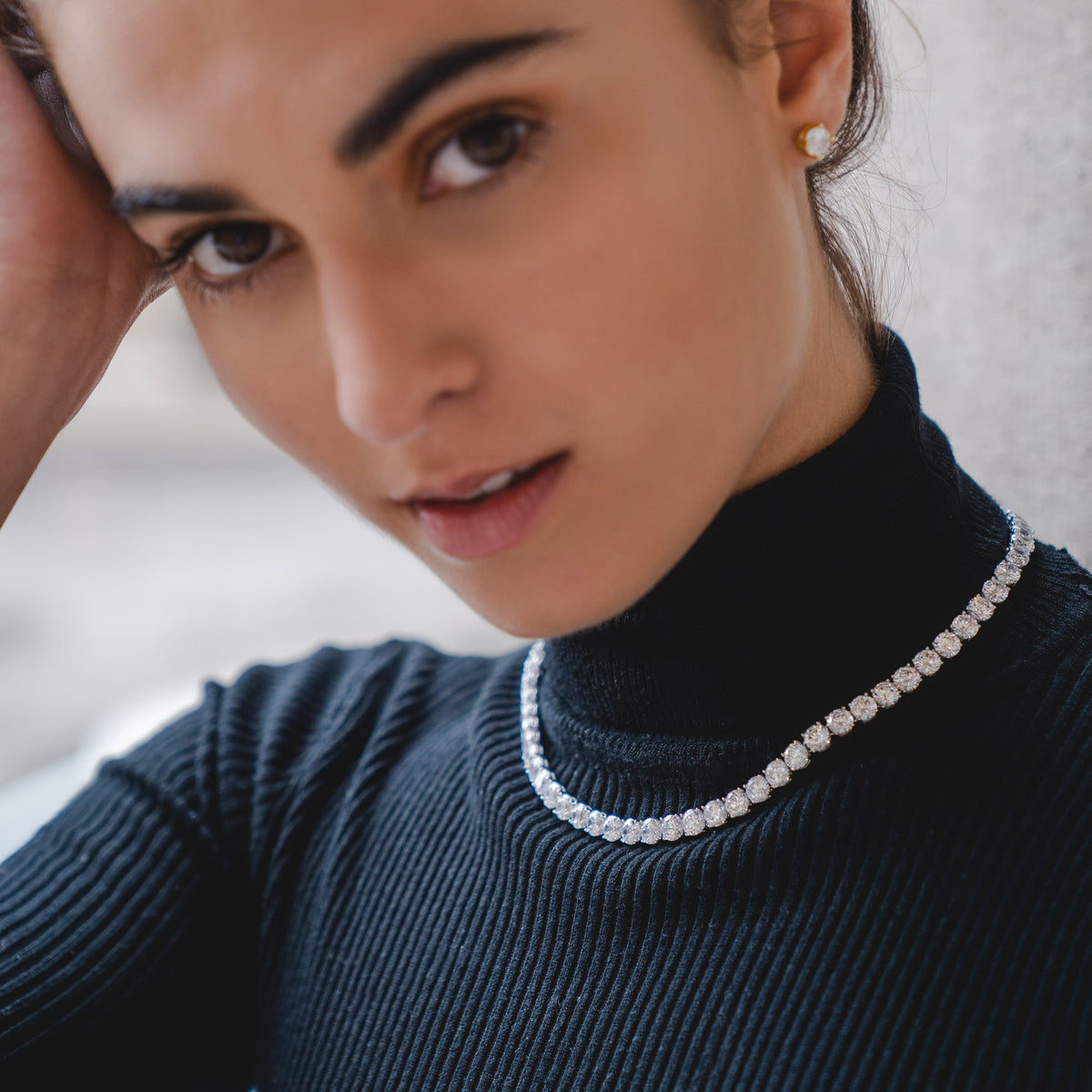 58ct Platinum & Lab Diamond Tennis Necklace