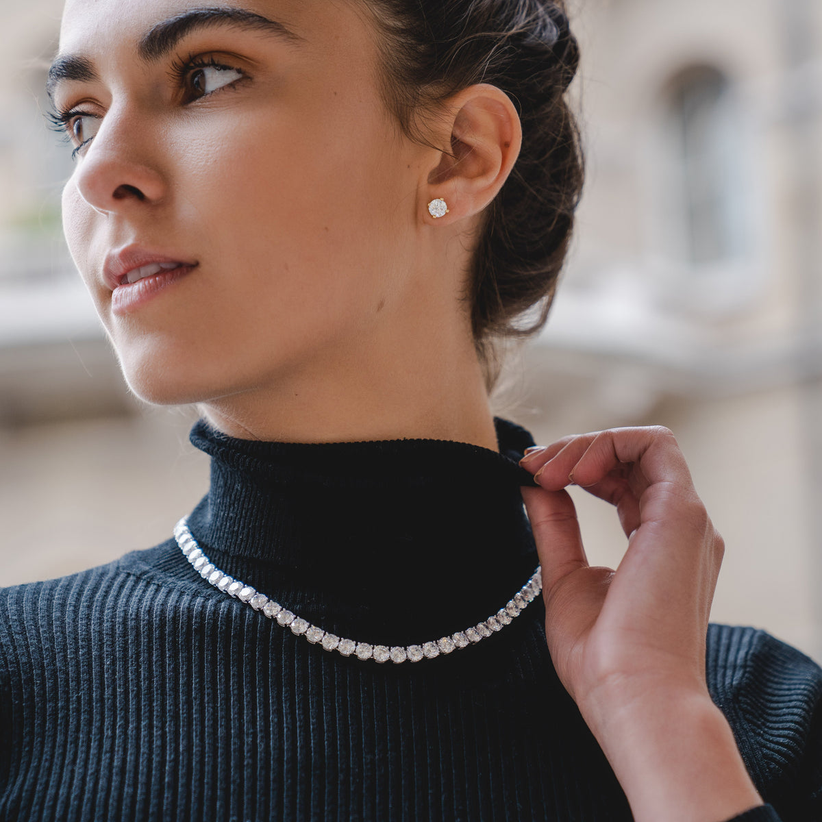 58ct Platinum & Lab Diamond Tennis Necklace