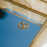 9ct Gold Small Hoop Earrings with CZ Stones