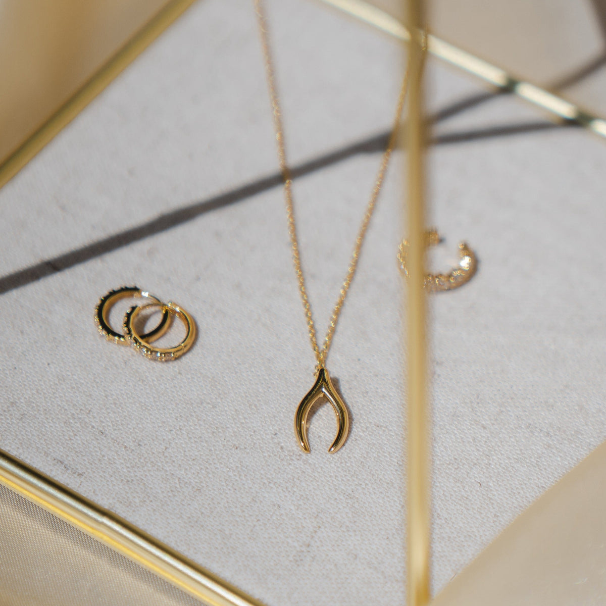 9ct Gold Small Hoop Earrings with CZ Stones