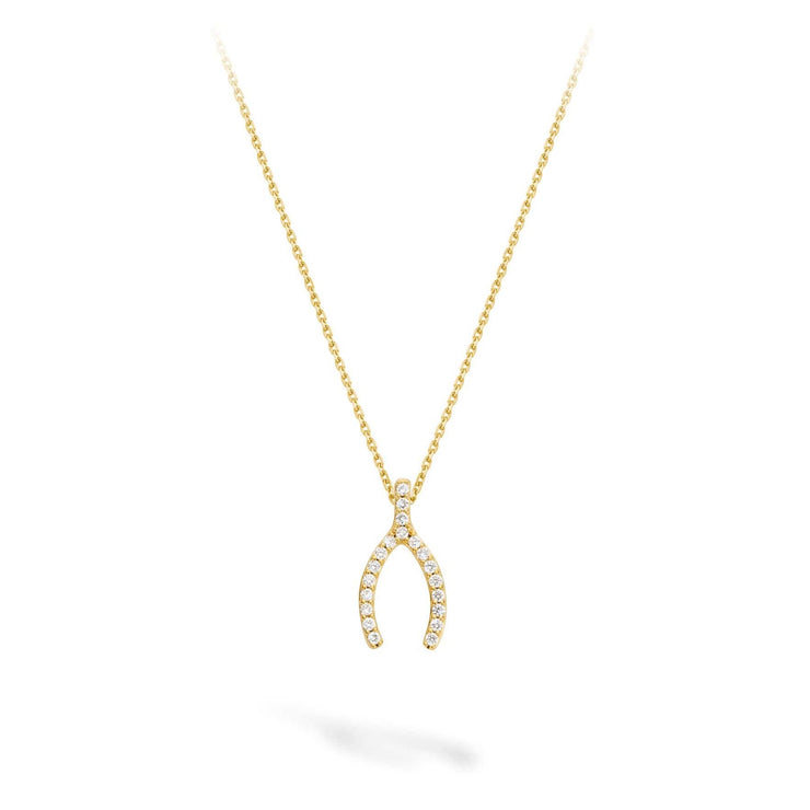 18ct Gold Diamond Wishbone Necklace