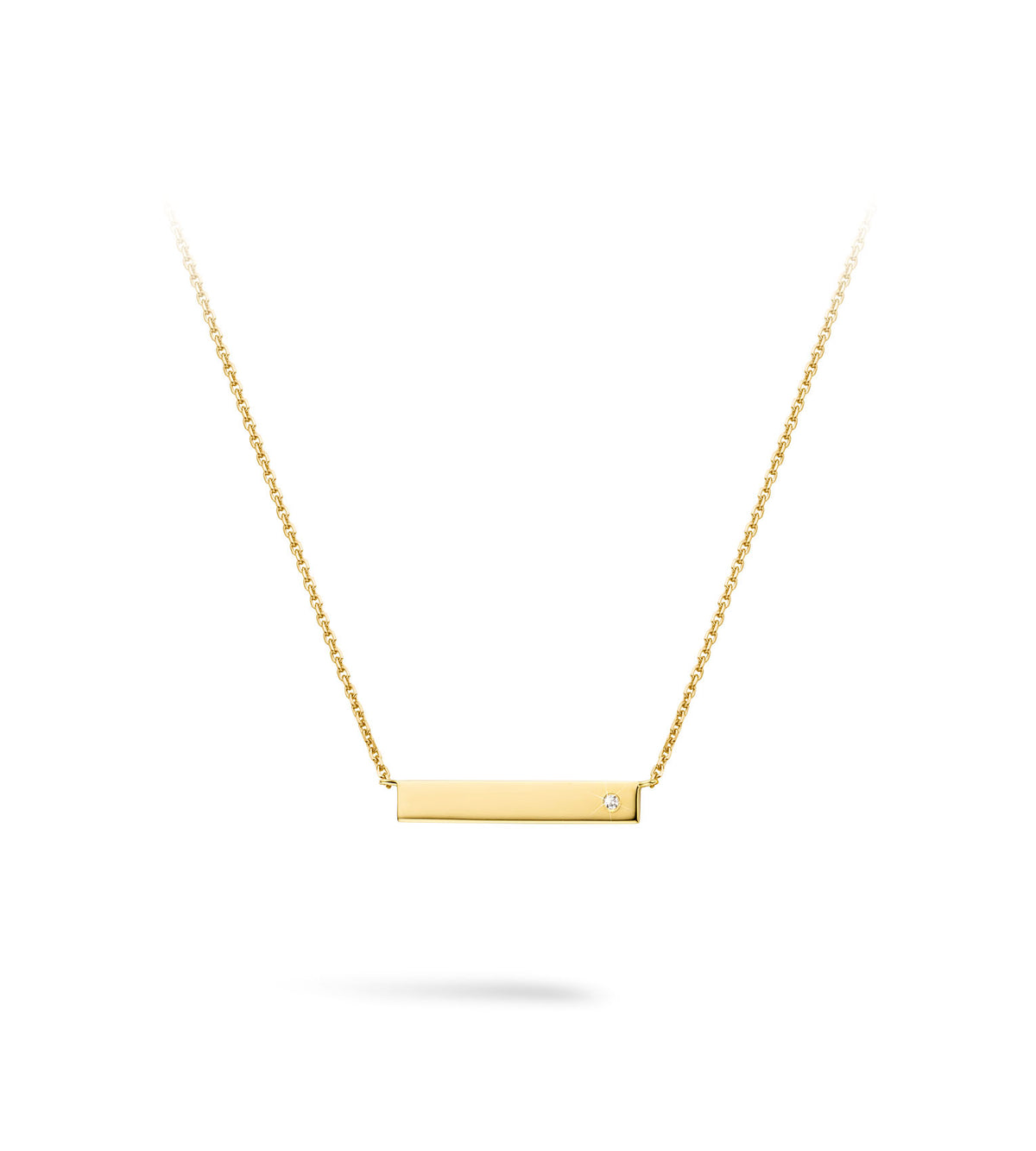 *PRE ORDER* 9ct Gold Bar Necklace With Cz Stone For Engraving