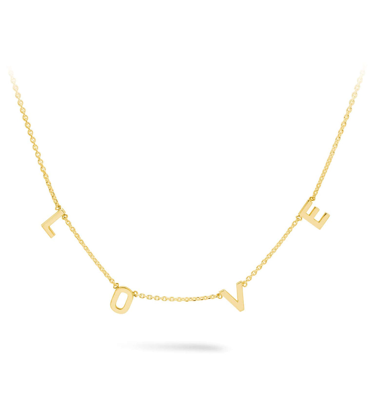 9ct Gold Block Letter Necklace (1-6 Letters)