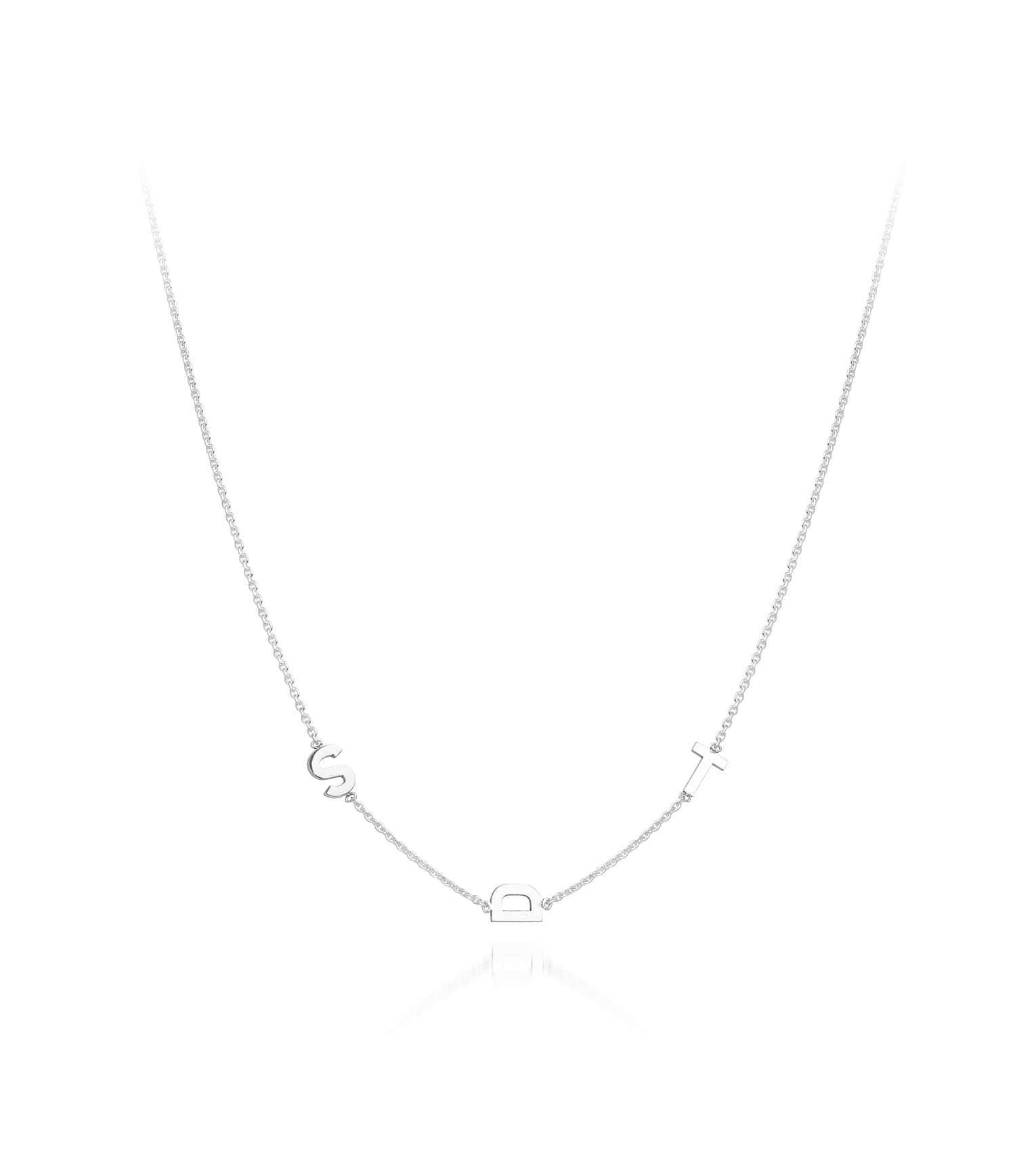 Silver Sideways Initial Necklace– Lilywho