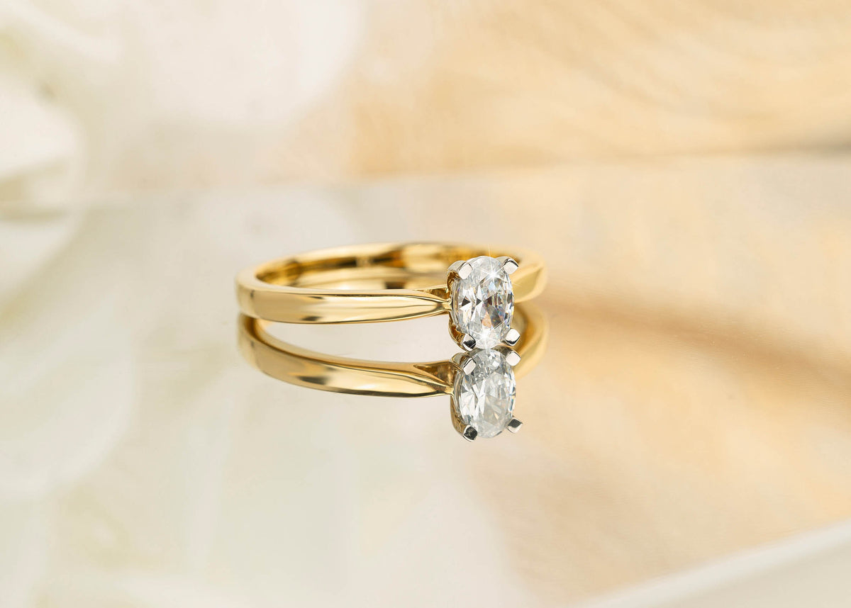 18ct Gold .50ct Oval Solitaire Lab Diamond Ring