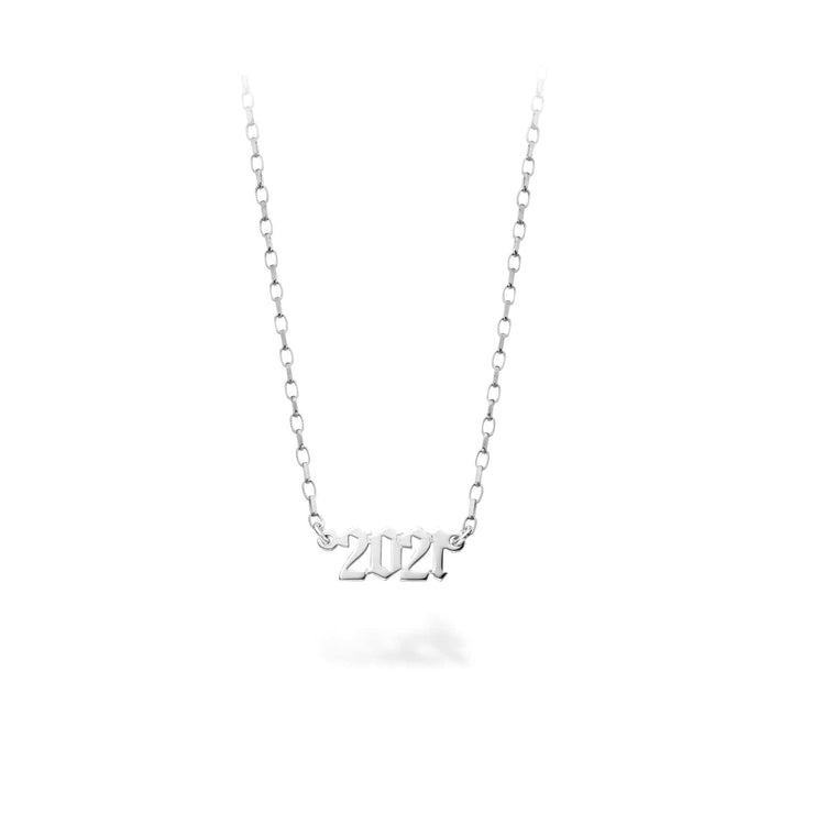 Customizable Silver Gothic Year Necklace