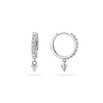 CZ Silver Spike Hoop Earrings Pair