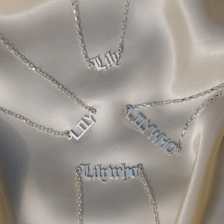 Personalised Silver Block Name Necklace (7+ Letters)